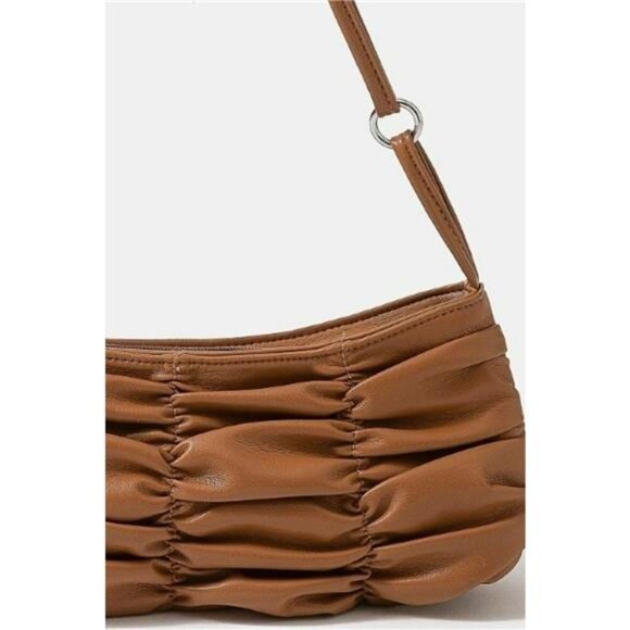 Fame Segmented Pleated Faux Leather Hand Bag - Picture 2 of 3